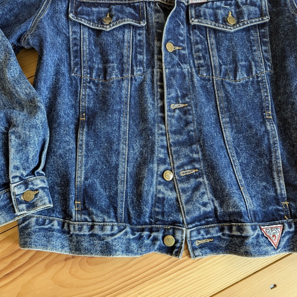 Vintage GUESS Denim Trucker Jean Jacket Georges Marciano Stonewash Blue Large - Picture 5 of 14